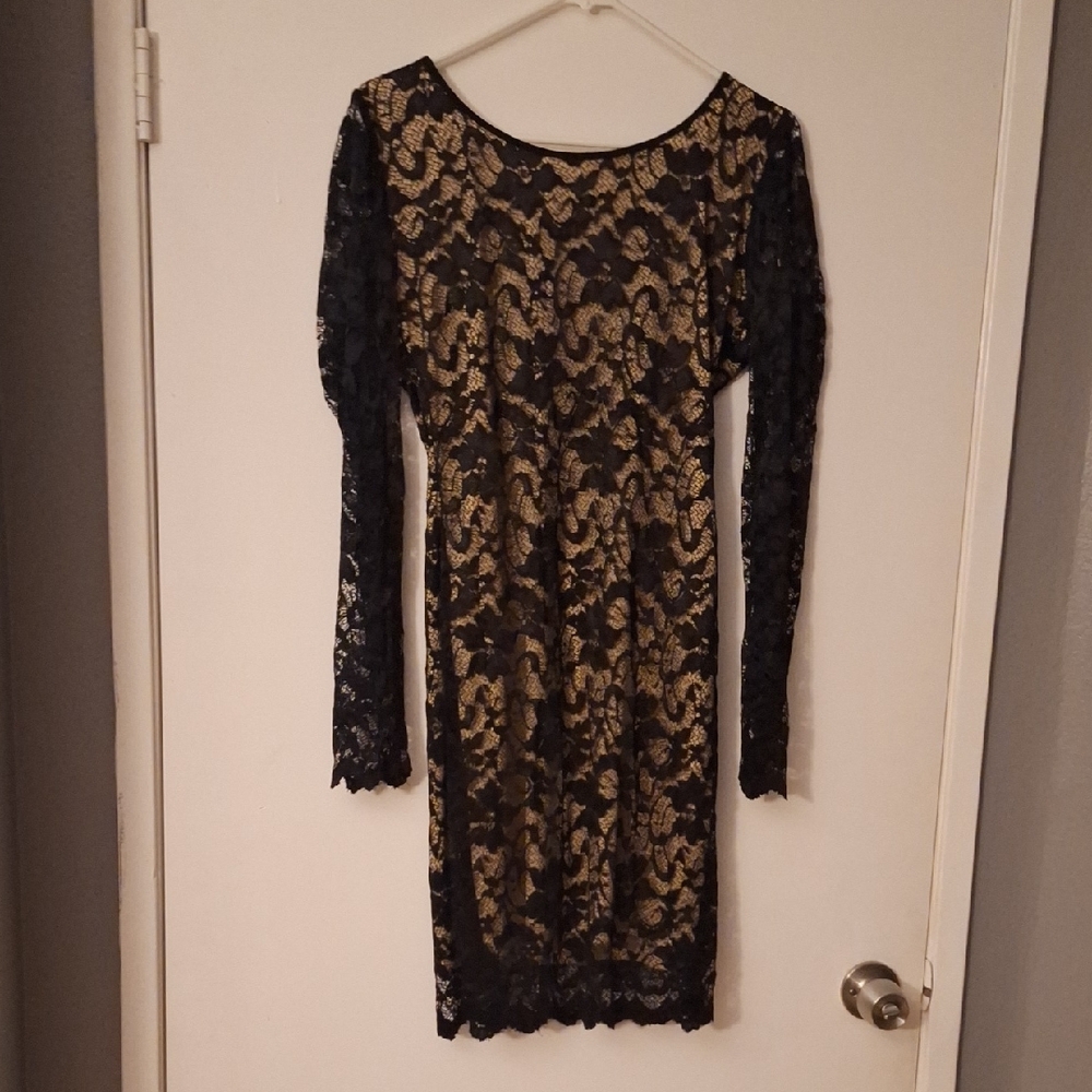 Frederick's of Hollywood Black and Gold Lace Dress